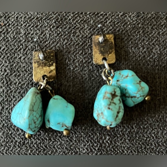 Turquoise Boho Hanging Earrings - Picture 4 of 10